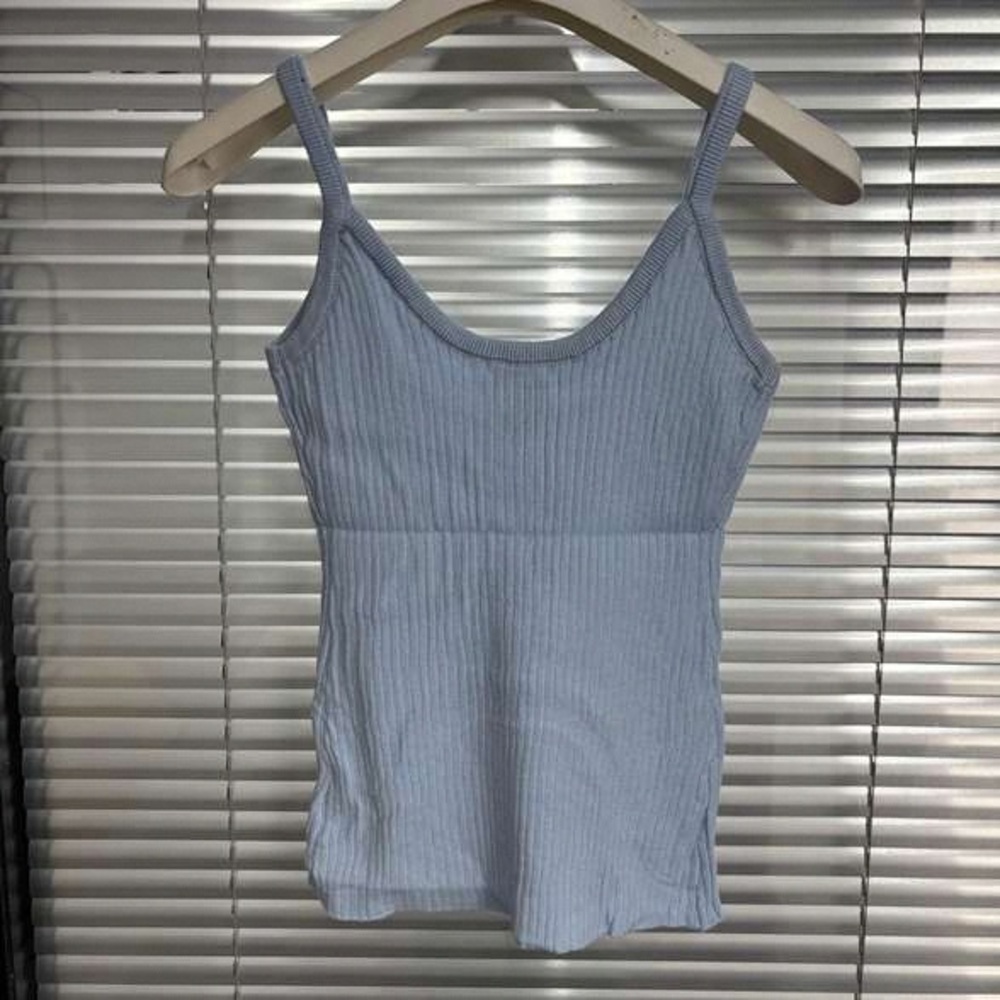 Light Blue Ribbed Tank Top - Picture 2 of 4